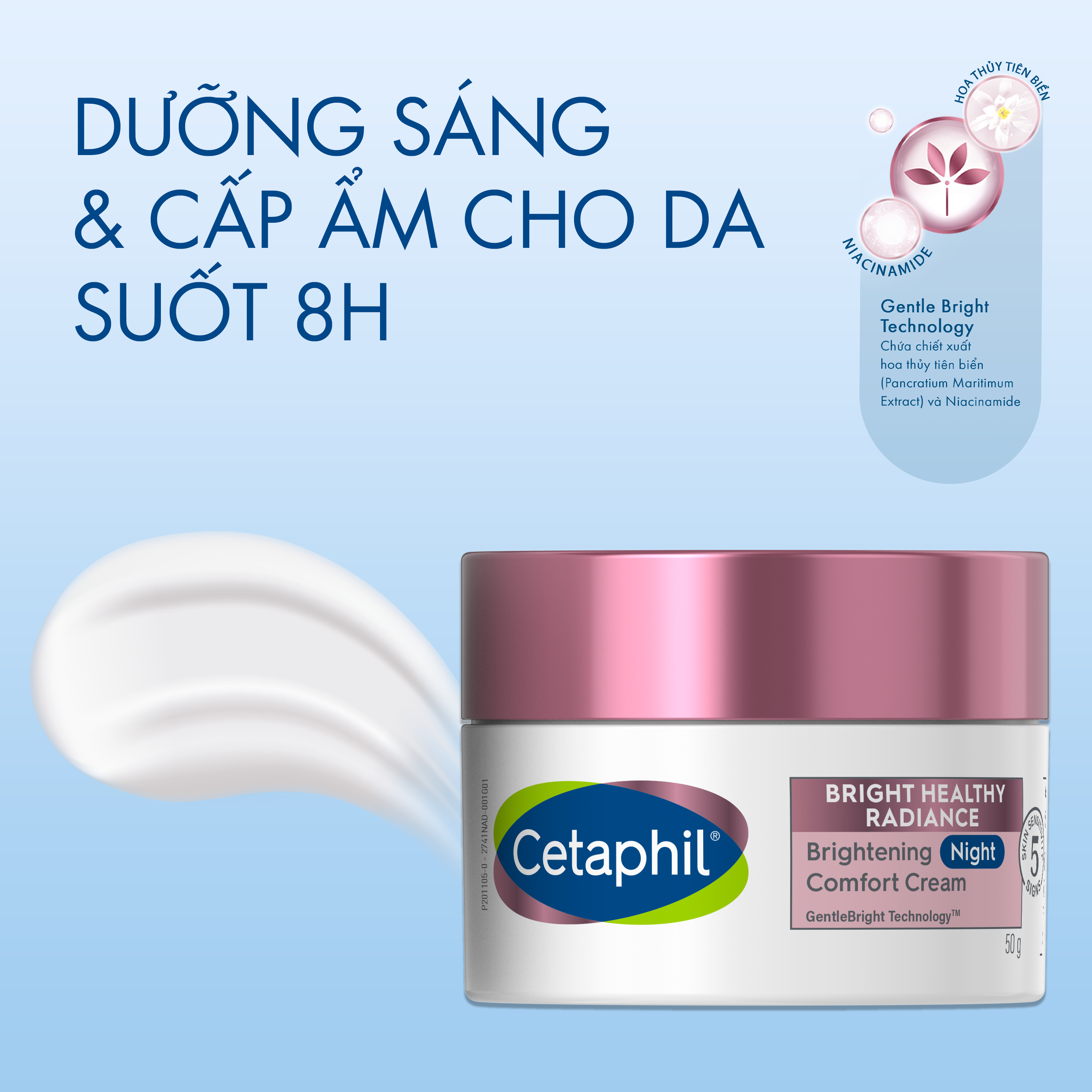 Kem dưỡng ẩm sáng da ban đêm Cetaphil Bright Healthy Radiance Brightening Night Comfort Cream 
                    Ingredients
